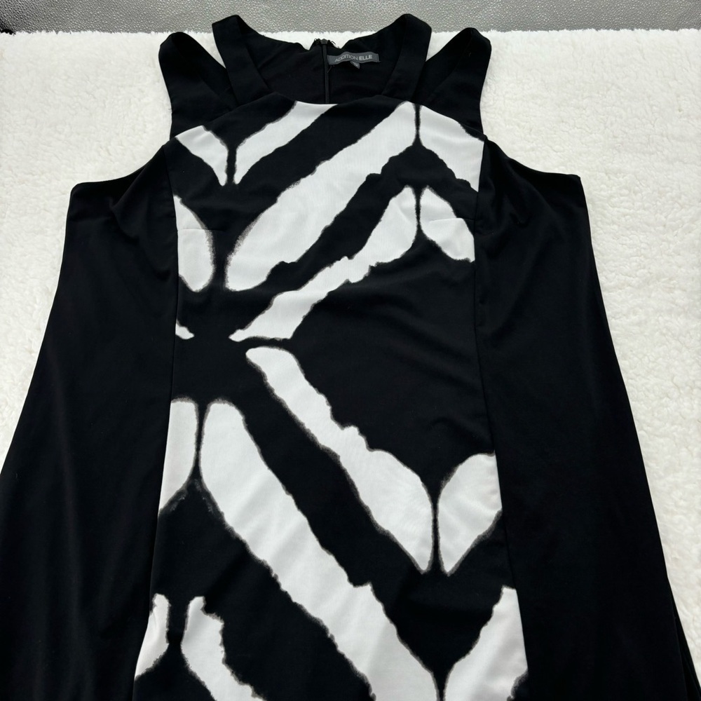 Addition Elle 1X Black Sleeveless Midi Dress with White Geometric Design - Picture 5 of 16